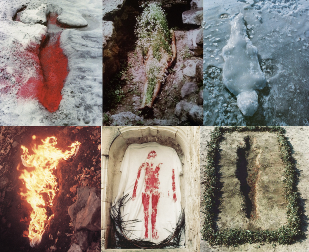 Photographs from Ana Mendieta's Siluetas series.