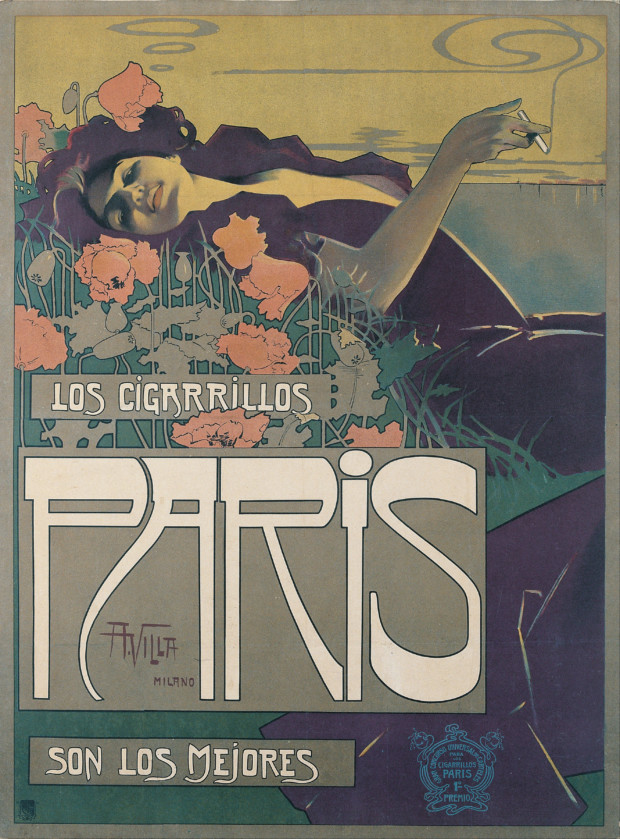 Aleardo Villa, Los Cigarillos Paris, 1901 art nouveau posters