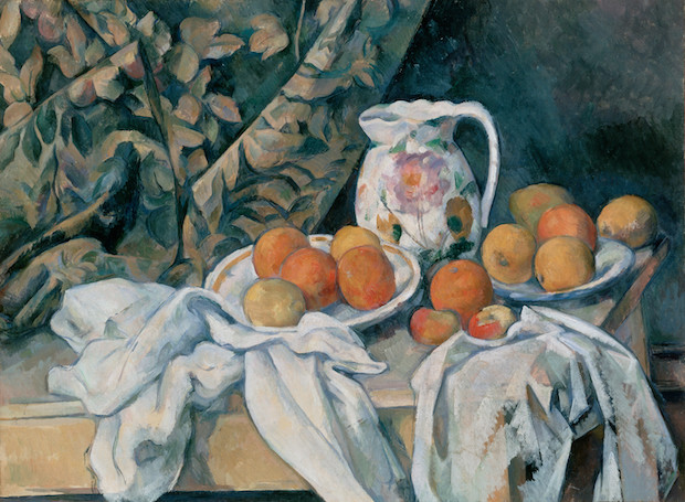 Cézanne's fruits: Paul Cezanne, Still Life with a Curtain, 1895, Hermitage Museum