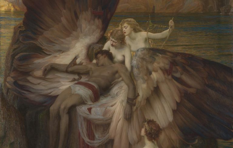 greek mythology: Herbert Draper, The Lament for Icarus, 1898, Tate Britain, London, UK. Detail.

