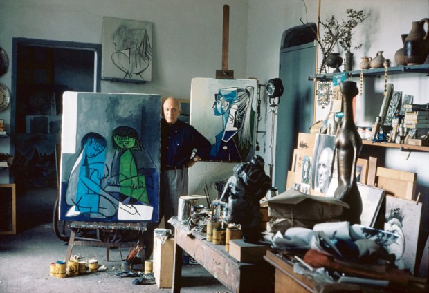 Pablo Picasso in his studio,, Alexander Liberman, 1956