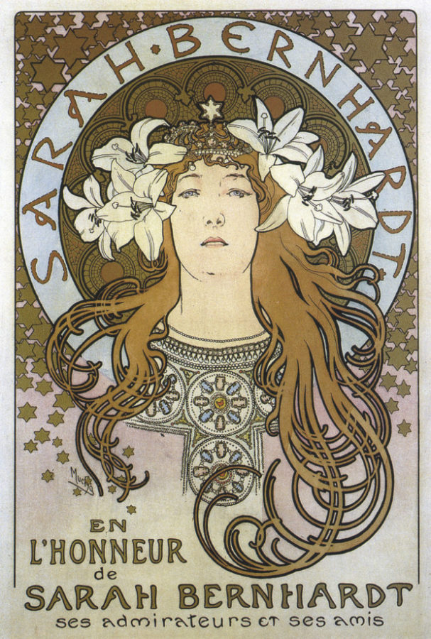 Alphonse Mucha, Poster of Sarah Bernhardt for 'La Plume' Magazine, 1897, private collection Posters of Alphonse Mucha
