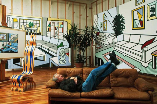 Roy Lichtenstein in his studio artists' studios