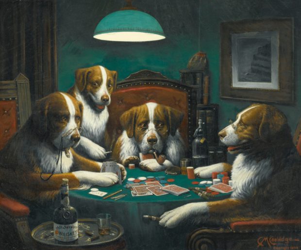 Art in BoJack Horseman: Cassius Marcellus Coolidge, Dogs Playing Poker, 1894, private collection