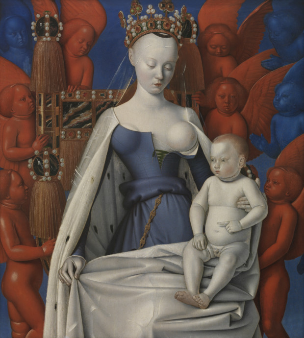 Jean Fouquet, Virgin and Child Surrounded by Angels, Royal Museum of Fine Arts, Antwerp, breastfeeding art