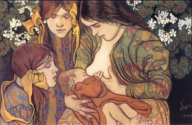 Stanisław Wyspiański, Motherhood, 1905, National Museum, Warsaw, breastfeeding art