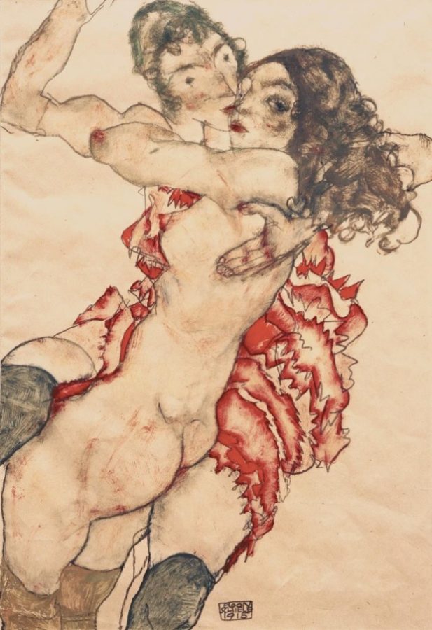 Egon Schiele, Two Girls Embracing (Two Friends), 1915, Museum of Fine Arts, Budapest