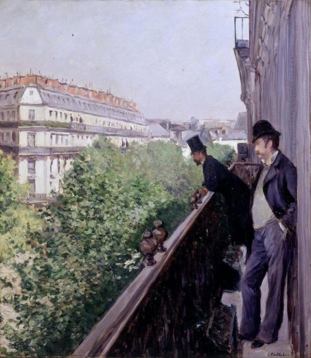 Gustave Caillebotte A Balcony Boulevard Haussmann 1880, private collection