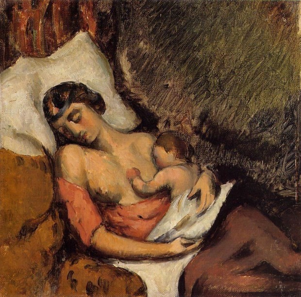 Paul Cezanne, Hortense Breast Feeding Paul, breastfeeding art