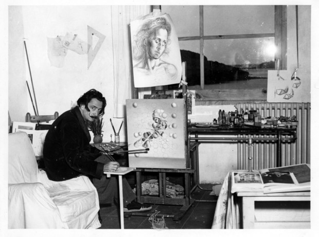 Salvador Dali in his studio