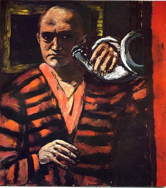 degenerate artists Max Beckmann, Self-Portrait With Trumpet, 1938, Private collection. degenerate art