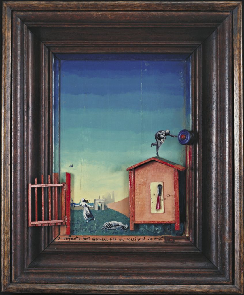 automatism: Max Ernst, Two Children are Threatened by a Nightingale, 1924, Museum of Modern Art, New York, NY, USA.
