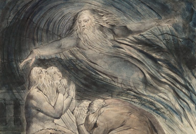 William Blake’s Bible: William Blake, The Lord Answering Job out of the whirlwind, 1826, Museum of Fine Arts, Boston, MA, USA. Detail.
