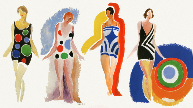 sonia delaunay: Sonia Delaunay, Swimsuits, 1928. WikiArt. Detail.
