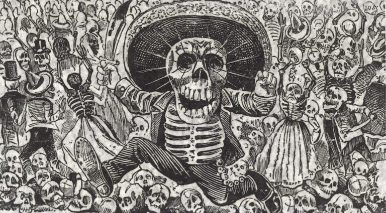 day of the dead mexico: Jose Guadalupe Posada, Calavera From Oaxaca, 1910. The Public Domain Review. Detail.
