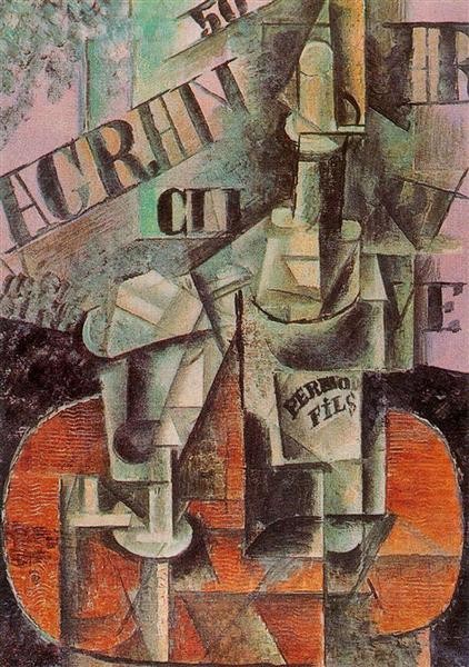 Pablo Picasso, Table in a Café (Bottle of Pernod), 1912, Hermitage Museum, Saint Petersburg Shchukin collection
