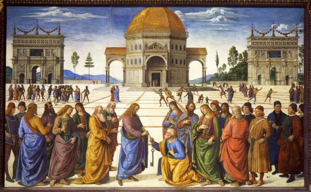 Pietro Perugino, Delivery of the Keys, 1481–1482, Sistine Chapel