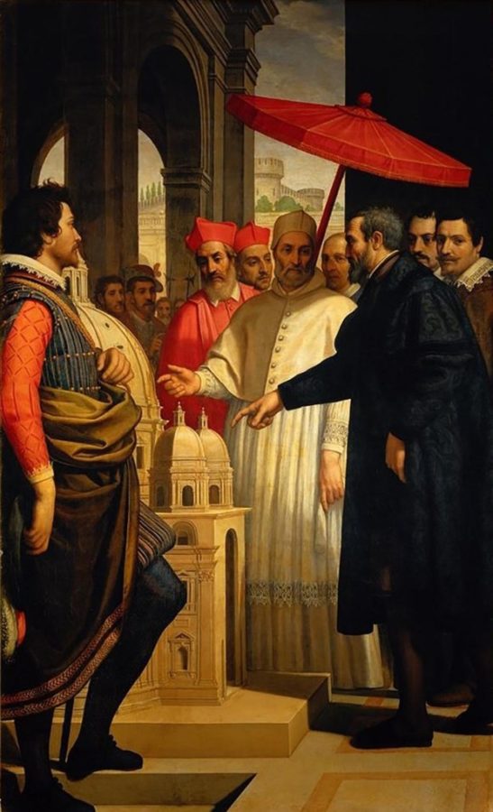 Domenico Cresti, Michelangelo presenting the model for the completion of St Peter's to Pope Pius IV, 1618, Casa Buonarroti, Florence