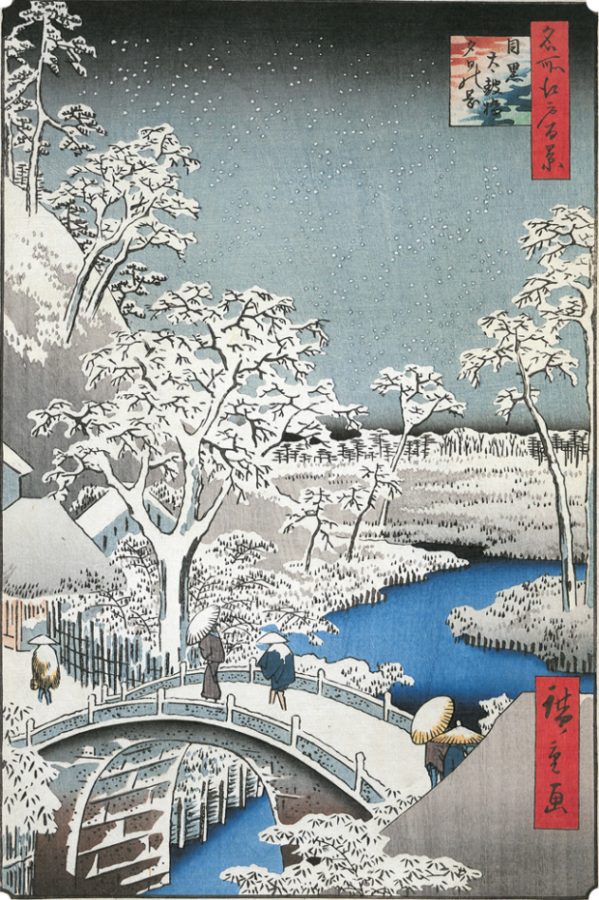 Hiroshige, Meguro Drum Bridge and Sunset Hill, 1857. japanese winter prints