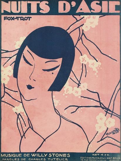 René Magritte, Nuits D'Adie/Fox - Trot. Sheet music cover, 1925, Éditions Musicales de l'Art Belge, Brussels.