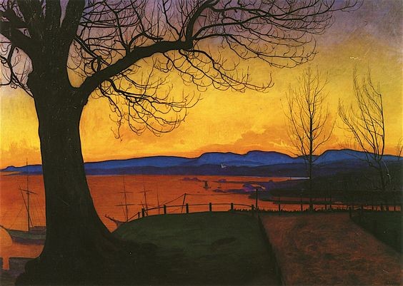 Harald Sohlberg, Evening, Akershus, 1913