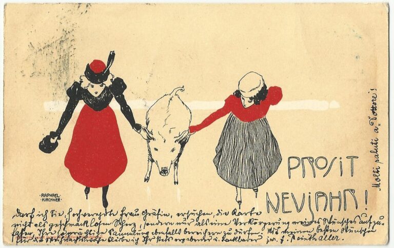 Raphael Kirchner: Raphael Kirchner, Prosit Neujahr!, 1899. Um postal por dia.
