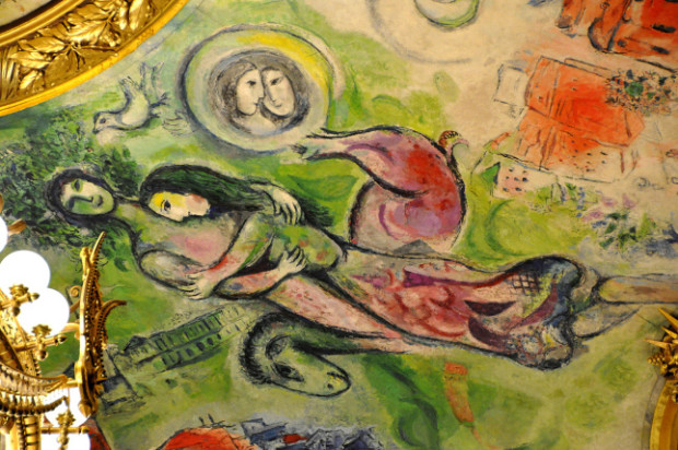 Marc Chagall, Romeo and Juliet- detail from the Paris L'Opera ceiling, 1964