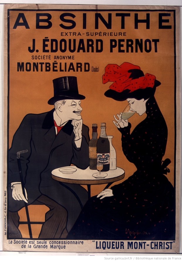 Poster for J. Edouard Pernot Absinthe extra-supérieure, Leonetto Cappiello, 1900. BNF PD.