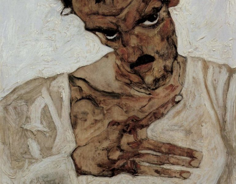 egon schiele hands: Egon Schiele, Self-Portrait with Lowered Head, 1912, Leopold Museum, Vienna, Austria. Detail.
