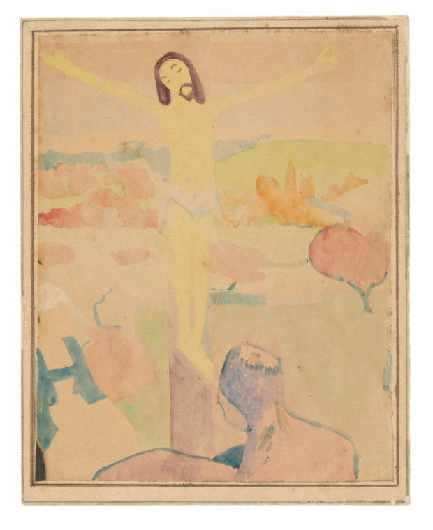 Paul Gauguin, The Yellow Christ (recto); Photograph of Painting: Female Bather Wading Through a Brook (verso), c. 1889, Art Institute of Chicago