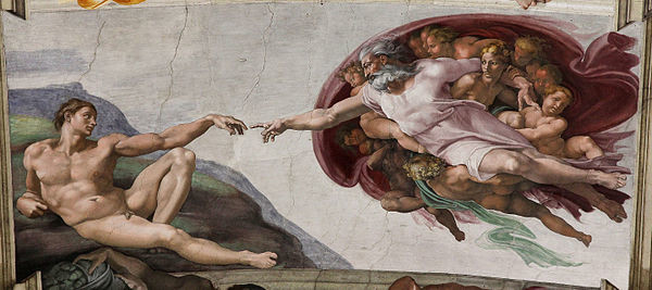 Parenting in art: Michelangelo, The Creation of Adam, 1508-12, Sistine Chapel, Rome, Italy.