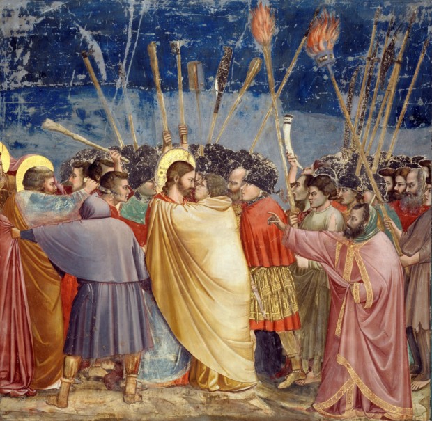  Giotto di Bondone, No. 31 Scenes from the Life of Christ: 15. The Arrest of Christ (Kiss of Judas), 1304-06, Scrovegni Chapel, Padova