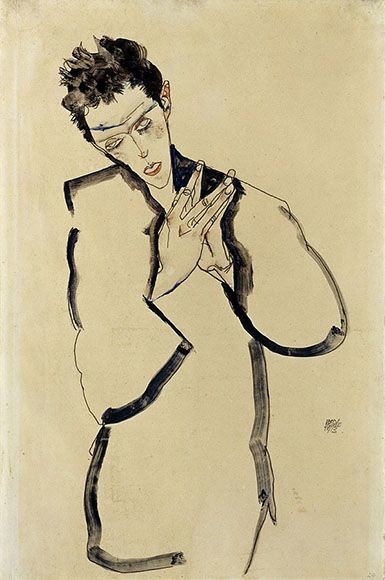 Egon Schiele, Self-Portrait with Folded Hands, ©Sotheby's Picture Library