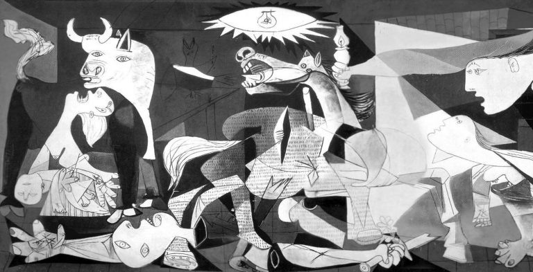 Guernica: Pablo Picasso, Guernica, 1937, Museo Reina Sofía, Madrid, Spain. © Succession Pablo Picasso. Detail.
