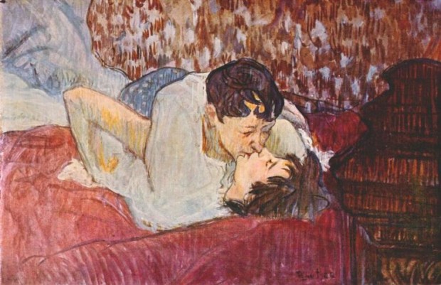 Lesbianism in art: Henri de Toulouse-Lautrec, The Kiss, 1892-1893, private collection