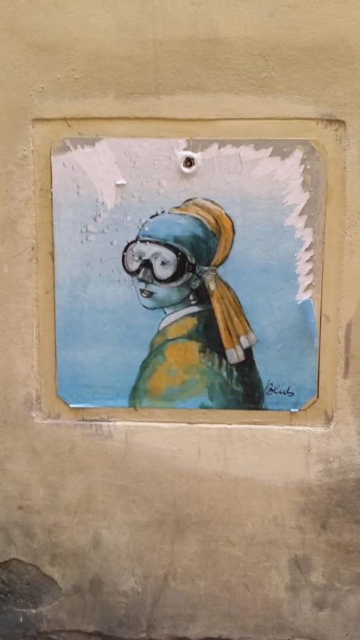 Blub, Street art inspired by Vermeer, Florence, Italy. 