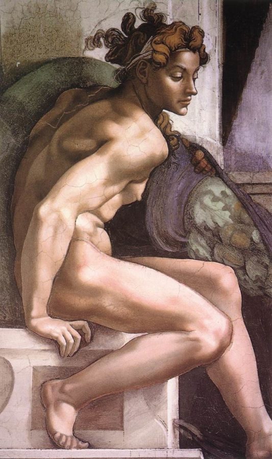 Michelangelo, Ignudo, c. 1512, Sistine Chapel, Rome, hot renaissance boys