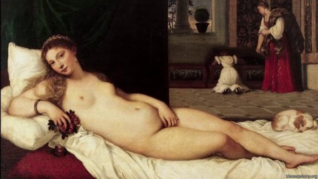 Reclining nude Titian, Venus of Urbino, 1538, Galleria degli Uffizi, Florence