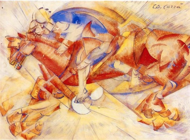 Carlo Carra,The Red Horseman, 1913, lichtenstein's art