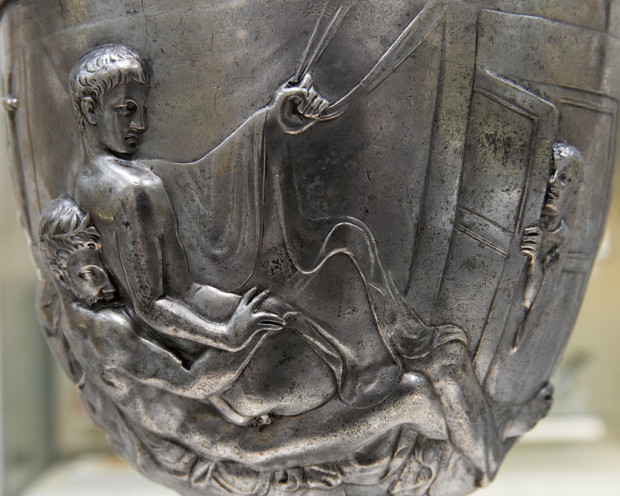 Warren Cup (side B), 5–15 CE, British Museum, male homosexuality art