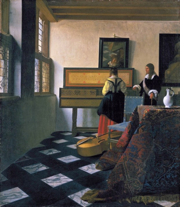 Johannes Vermeer. The Music Lesson or Lady at the Virginals with a Gentleman. 1662-1665. The Royal Collection, London. mirrors in art