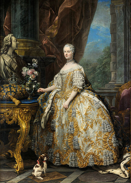 Charles-André van Loo, Marie Leszczinska, Queen of France, 1747, Palace of Versailles, Versaille, France.18th century fashion