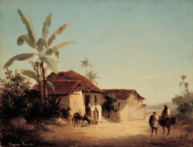 Camille Pissarro St Thomas Camille Pissarro, Landscape with Farmhouses and Palm Trees, 1856, Galería de Arte Nacional, Caracas