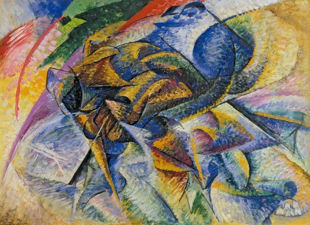 Manifesto of Futurism Umberto Boccioni, 1913, Dynamism of a Cyclist (Dinamismo di un ciclista), oil on canvas, 70 x 95 cm, Gianni Mattioli Collection, on long-term loan to the Peggy Guggenheim Collection, Venice