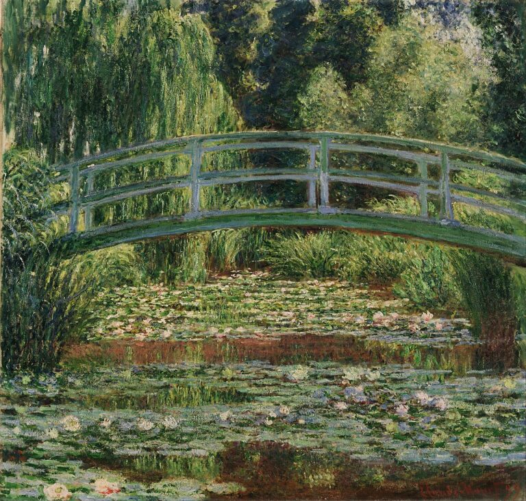 Claude Monet Japanese Footbridge: Claude Monet, The Japanese Footbridge and the Water Lily Pool, Giverny, 1899, Philadelphia Museum of Art, Philadelphia, PA, USA.
