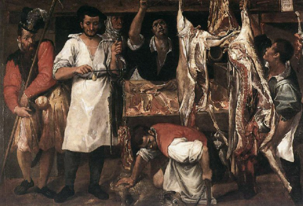 Annibale Carracci, The Butcher’s Shop, c. 1585, Christ Church College, Carracci Inventor Baroque Painting