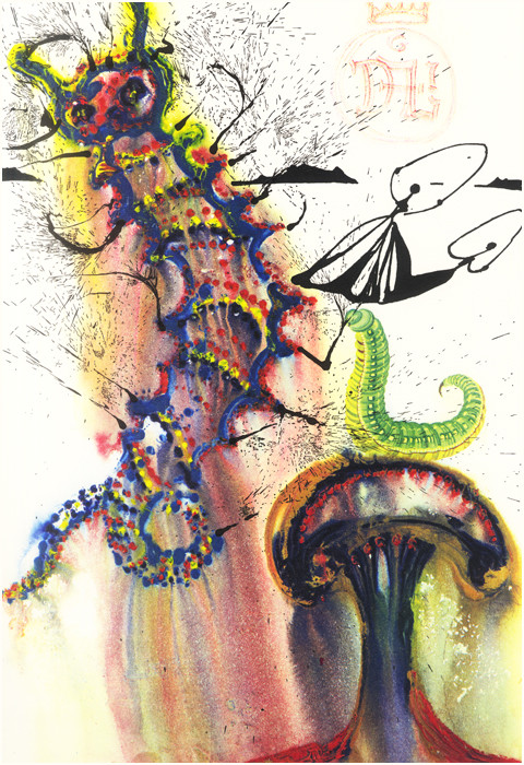 dali alice in wonderland Salvador Dali, Advice From a Caterpillar, 1969