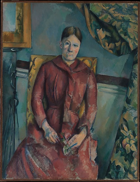 Madame Cézanne in Red Dress, Paul Cezanne, 1888–90, The Metropolitan Museum of Art, New York, Cézanne's Postimpressionist portraits
