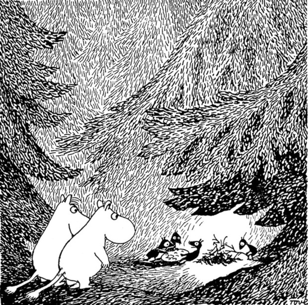 Moomins in the Forest. Art print by Tove Jansson