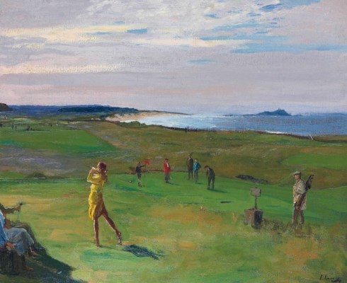 Golf paintings: Sir John Lavery, R.A., R.S.A., R.H.A., The Golf Course, North Berwick, c.1920, Christie's London, golf painting